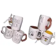 Rae Dunn Peanuts Football Mugs TOUCHDOWN, GAMEDAY FOOTBALL SEASON Set Of 3 NEW