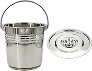 OFFSCH Portable Trash Can Container with Lid Rubbish Can Grease Fittings Handheld Trash Galvanised Planter Containers with Lids Bath Tub Refrigerator with Cover Stainless Steel
