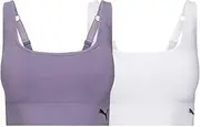 [PUMA] Women's Performance 2-Pack Seamless Sports Bras for Women with Adjustable Straps and Removable Pads