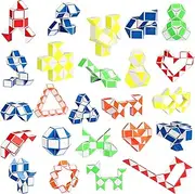 Ganowo 24 Pack Fidget Snake Cube, Mini Twist Puzzle Party Bag Fillers Toys for Kids Teens Birthday Party Favors Supplies, Random Colors