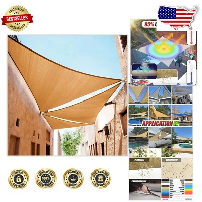 Custom Triangle Sun Shade Sail - 6' x 6' x 6', 190 GSM UV-Stable Fabric