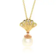 Clogau 9ct Gold Pendant Topaz Pearl White Cultured Yellow Rose Windsor Fan Shell