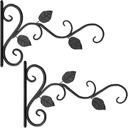 Hanging Plants Bracket, 2Pcs Plant Hangers Outdoor, Decorative Plant Hanger, Iron Wall Hanger, Hooks for Hanging Bird Feeder