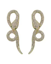 Eye Candy LA Luxe Collection 18K Plated CZ Snake Dangle Earrings