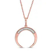 Natural Diamond Accent Laser-Cut Crescent Moon Pendant in 10K Rose Gold