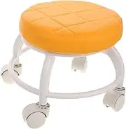 LOORGVEL Beauty Stool with Wheels Swiveling Low Rolling Stool for Nail and Spa Professionals Durable PU Cushioned Seat Orange Effortless Mobility for Salon and Office Use