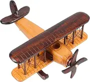 Retro Wooden Airplane Model Vintage Decorative Plane Ornament Toy Plane for Kids