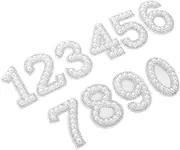FIXOSHEE Iron-on Number Patches Set 10pcs Fabric Number Patches Rhinestones for DIY Projects