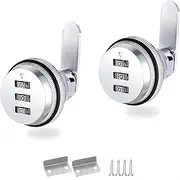 Combination Cam Lock Password Coded Lock, 2 PCS Security Cabinet Cam Lock 3/4 Inch Cylinder Chrome Finish Drawer File Cabinet Lock for Office Home Mailbox Door Storage Cabinet