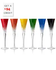 Waterford Set of 6 New Year Firework Mixed Flutes with $94 Credit