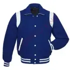 Letterman College Varsity College Navy White Single Leather stripes Jacket