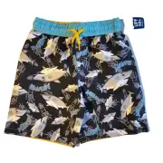 Fish Flops Kid Created Shark Swim Trunks Black Quick Drying UPF 50+ sz 6/7 Boy