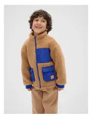 [Seed Heritage] Colourblock Teddy Jacket in Brown