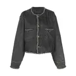 [R13] R13 Chain-embellished Denim Jacket S GREY