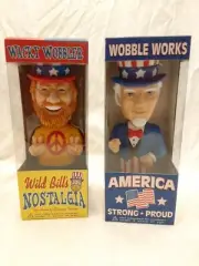 Funko Wacky Woobler Wild Bill , 2 Wooble Works Uncle Sam Bobble Head