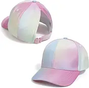 [Ccomage] Girls Ponytail Baseball Cap 3-8 Years Golf Visor Adjustable Summer Sun Protection Caps Outdoor Sports Hat Beach Cool Hats