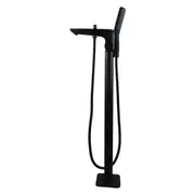 Bathroom Floor Freestanding Bath Tap Black Handheld Shower Head Spout Mixer Diverter