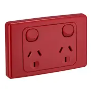 Clipsal 2000 Series Double Powerpoint 250V 10Amp Horizontal Twin Switch Socket Outlet Red - 2025-RD