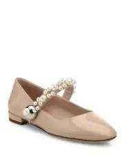MIU MIU AMAZING NUDE PEARLS MARY JANE WEDDING FLATS EU 39.5 I LOVE SHOES