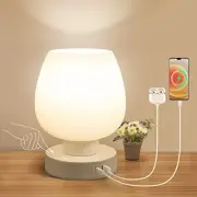 Touch Bedside Table Lamp - Small Lamp for Bedroom with C+A USB USB-white_1pack