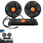 Dual Head Car Fan USB Portable 360 Degree Rotatable Electric Auto Fans with 3 Speed