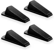 4 pcs Heavy Duty Rubber Door Stoppers Non-Slip Door Stopper, Stackable Gap Filler for Floor, Carpets Sturdy Bottom Door Stops (Black)