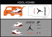 HotWheels(1/64), Kool Kombi "Air Jordan 003" Waterslide,PrintedWhiteFirst,Decals