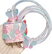 Compatible with iPhone 18W/20W Charger Cover Cute Color Butterfly Design DIY Soft Charger Cord Protector Bling 3D Butterflies Cable Saver for iPhone 13 14 15 16 Pro Max Charger Adapter
