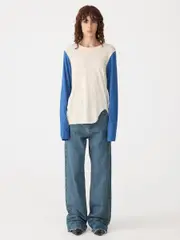 Contrast Scoop Hem Long Sleeve T-Shirt
