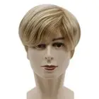 Layered Short Straight Wig Side Part Synthetic Wig Party Men Blond Wig Male