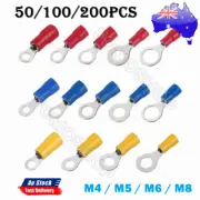 50/200x Pre-Insulated Crimp Ring Terminal Quick Splice Electrical Wire Connector