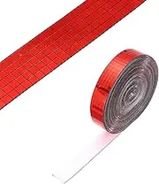 uxcell 5x5mm Self Adhesive Mirrors Mosaic Tiles, 10000 Pcs Square Mini Glass Mosaic Disco Tile Sticker for DIY Craft Disco Ball Party Decoration, Red