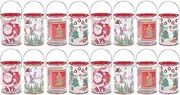 Christmas Candy Buckets 16pcs Plastic Small Pails Santa Claus Snowman Pattern Metal Bucket Mini Galvanized Buckets Rustic Flower Pot for Gifts Storage Containers Party Favor