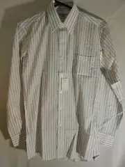 Men Yves Saint Laurent Menswear white stripe polyester cotton shirt VTG New RARE