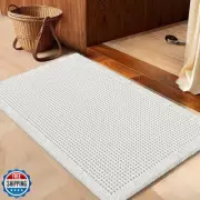 IM HOME Waffle Bath Mat White 24"x17", Boho Woven Modern Bath Rug Mats, Absor