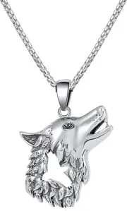Howling Wolf Head Pendant Necklace 925 Sterling Silver Jewelry Gifts Men Women