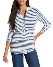 NIC + ZOE Sketched Stripe Cozy Henley