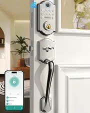 Keyless Fingerprint Door Lock Set: HEANTLE WiFi Front Door Lock with Handles ...