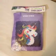 Zirrly Latch Hook Kit Unicorn Pink White Blue 12" X 12" Crafting Hobby NEW