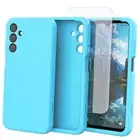 Case,with Screen Protector and Built-in Lens for Samsung Galaxy A15 Light Blue