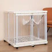 2-Tier Cat Cage, Cat Playpen, Cat Enclosures, Acrylic, Large Space, Multiple Door Design, with Universal Wheels, Safe and Firm, White, Cat House(23.6x23.6x23.6in)