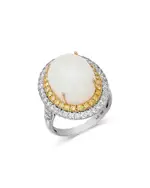 Bloomingdale's Fine Collection Opal & White & Yellow Diamond Limited Edition Halo Ring in 14K Yellow & White Gold
