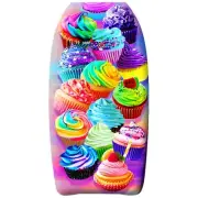 PMU 33 Inch Cupcakes Printed Bodyboard - Lightweight Wrist Leash Slick Bottom Bo