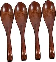CLISPEED 4pcs Wooden Dessert and Soup Spoons Elegant Stirring Utensils for Tea Honey and Cooking Natural Nanmu Spoons for Dining and Serving