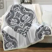 Grey Royal Floral Throw Blanket