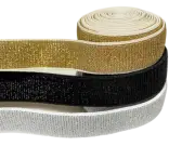20mm Metallic Elastic Band Trim Black Gold Silver Bra Costume Craft Sewing