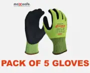 x 5 Maxisafe G-Force Ultra C5 HiVis Cut Resistant Synthetic Gloves - Size: M