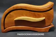 Keepsake Jewelry Box Mahogany & Maple Solid Wood - Handmade Wavy Design