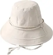 [URSFUR] Cotton Bucket Hats for Women Wide Brim UV Protection Beach Sun Hat Packable Outdoor