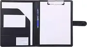 Padfolio Clipboard Folder Portfolio Mymazn Faux Leather Storage Clipboard with Cover for Legal Pad Holder Letter Size A4 Wring Pad for Business School Office Conference Notepad Clip Boards (Black)